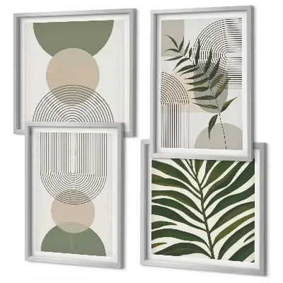 Abstract leaves boho wall art set of 4 pieces