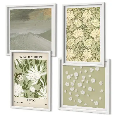 Multi-piece wall decor set boho floral abstractions