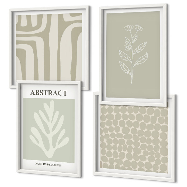 Wall art set Plant and geometric patterns