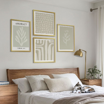 Wall art set Plant and geometric patterns