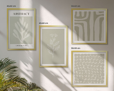 Wall art set Plant and geometric patterns