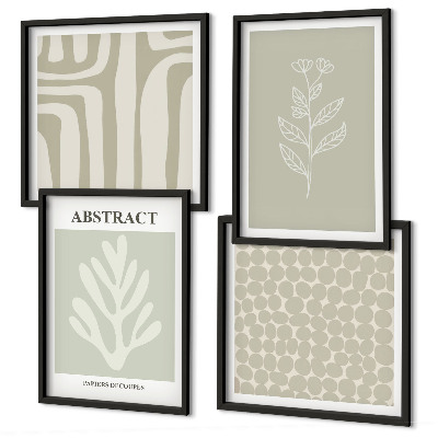 Wall art set Plant and geometric patterns
