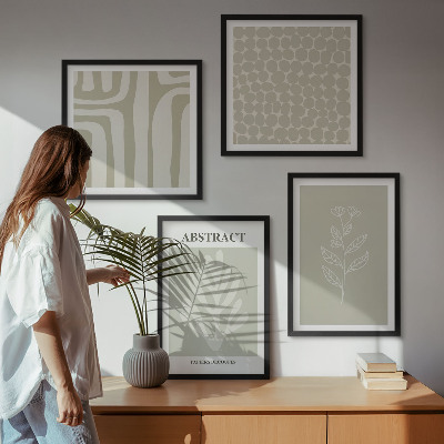 Wall art set Plant and geometric patterns