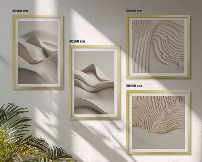 Set of 4 wall art pieces Abstract beige waves