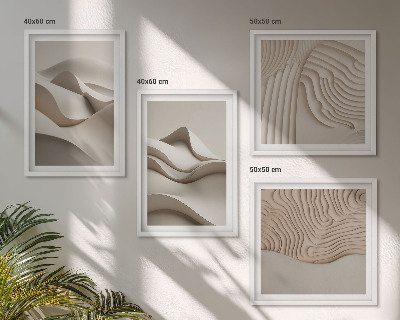 Set of 4 wall art pieces Abstract beige waves