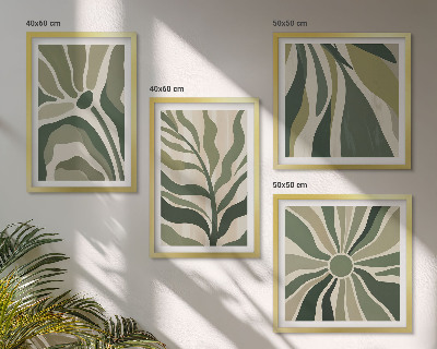 Multi-piece wall decor set Painted leaves with green