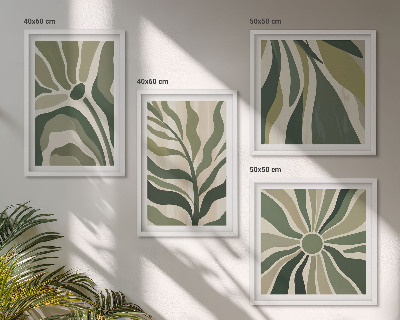 Multi-piece wall decor set Painted leaves with green