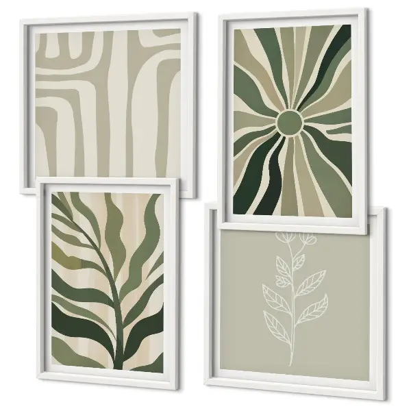 Wall art set minimalist green plant patterns
