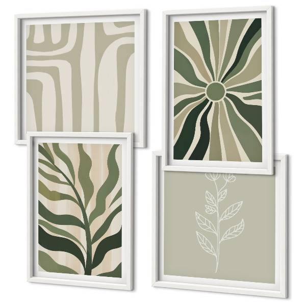Wall art set Plant patterns green minimalism