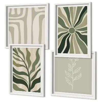 Wall art set minimalist green plant patterns