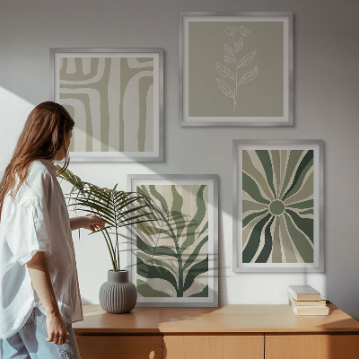 Wall art set Plant patterns green minimalism