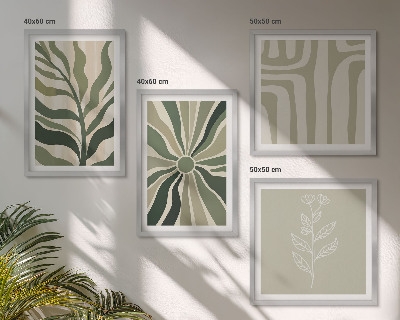 Wall art set Plant patterns green minimalism