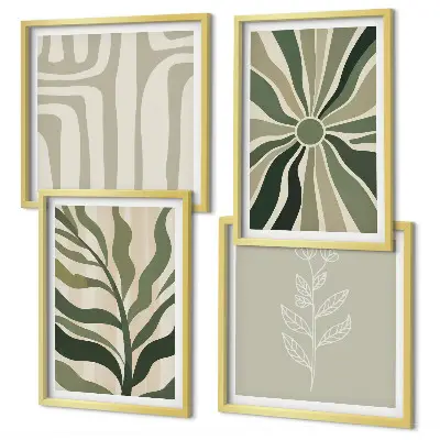Wall art set minimalist green plant patterns