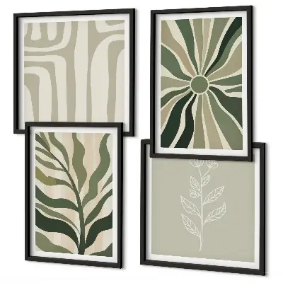 Wall art set minimalist green plant patterns