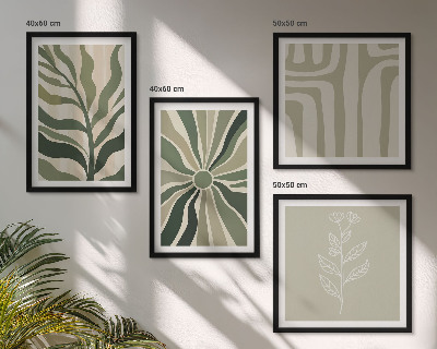 Wall art set Plant patterns green minimalism