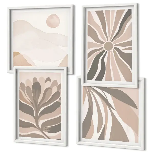 Abstract plant wall art set of 4 pieces
