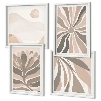 Abstract plant wall art set of 4 pieces