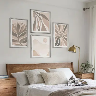 Abstract plant wall art set of 4 pieces