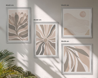 Set of 4 wall art pieces Abstract plant patterns