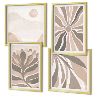 Set of 4 wall art pieces Abstract plant patterns