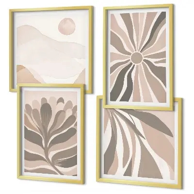 Abstract plant wall art set of 4 pieces