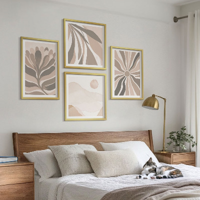 Set of 4 wall art pieces Abstract plant patterns