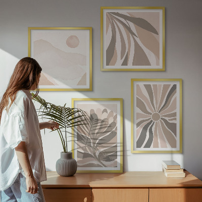 Set of 4 wall art pieces Abstract plant patterns
