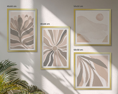 Set of 4 wall art pieces Abstract plant patterns