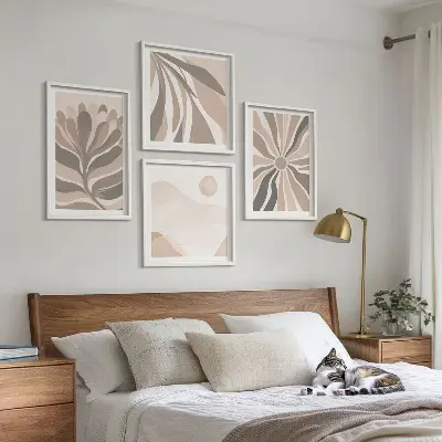 Abstract plant wall art set of 4 pieces