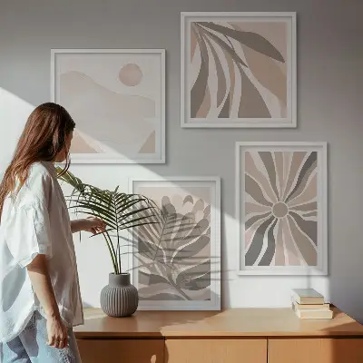 Abstract plant wall art set of 4 pieces