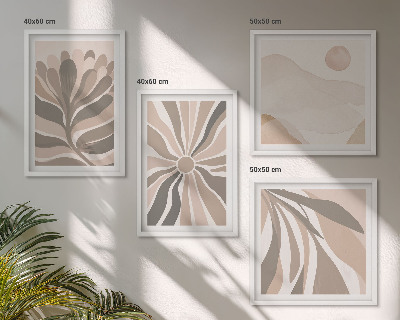 Set of 4 wall art pieces Abstract plant patterns