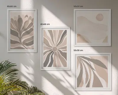 Abstract plant wall art set of 4 pieces