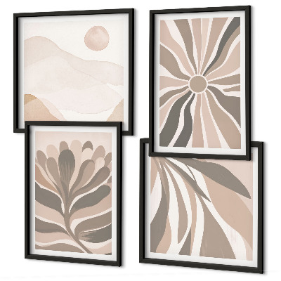 Set of 4 wall art pieces Abstract plant patterns