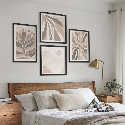 Set of 4 wall art pieces Abstract plant patterns