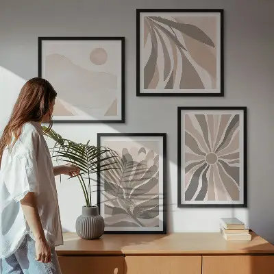 Abstract plant wall art set of 4 pieces