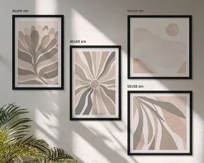Abstract plant wall art set of 4 pieces