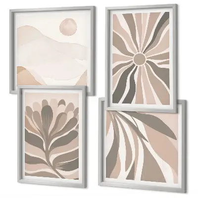 Abstract plant wall art set of 4 pieces