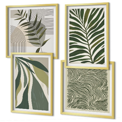 Wall art set Leaves waves pastel illustrations