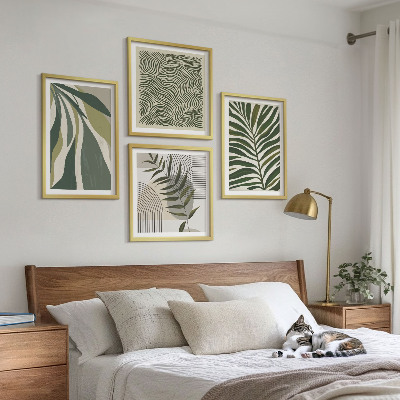 Wall art set Leaves waves pastel illustrations