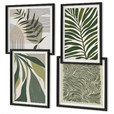 Wall art set Leaves waves pastel illustrations