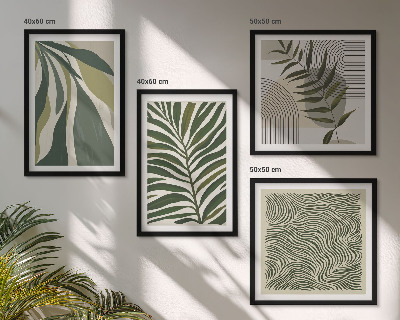Wall art set Leaves waves pastel illustrations