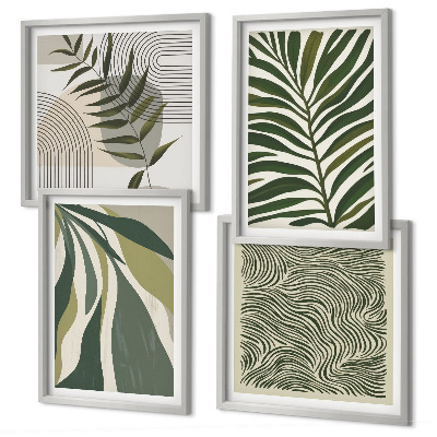 Wall art set Leaves waves pastel illustrations