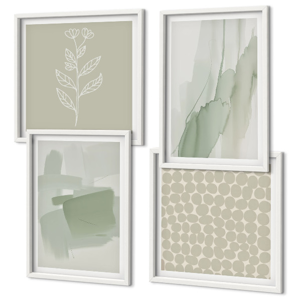 Set of 4 wall art pieces Abstract watercolor plants