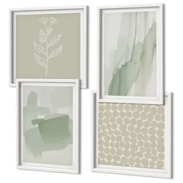 Abstract watercolor plants set of 4 wall art pieces