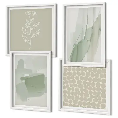 Abstract watercolor plants set of 4 wall art pieces