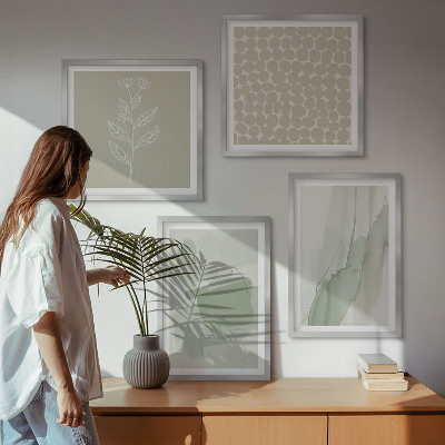 Set of 4 wall art pieces Abstract watercolor plants