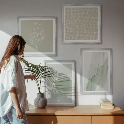 Abstract watercolor plants set of 4 wall art pieces
