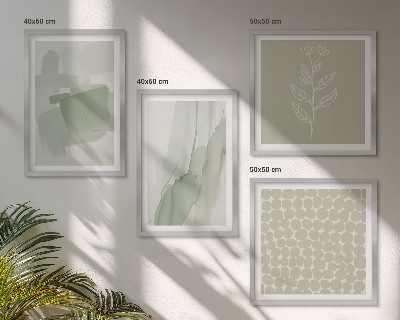 Set of 4 wall art pieces Abstract watercolor plants