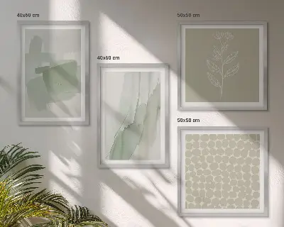 Abstract watercolor plants set of 4 wall art pieces