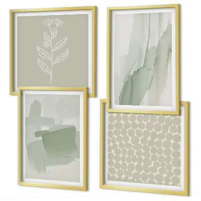 Set of 4 wall art pieces Abstract watercolor plants